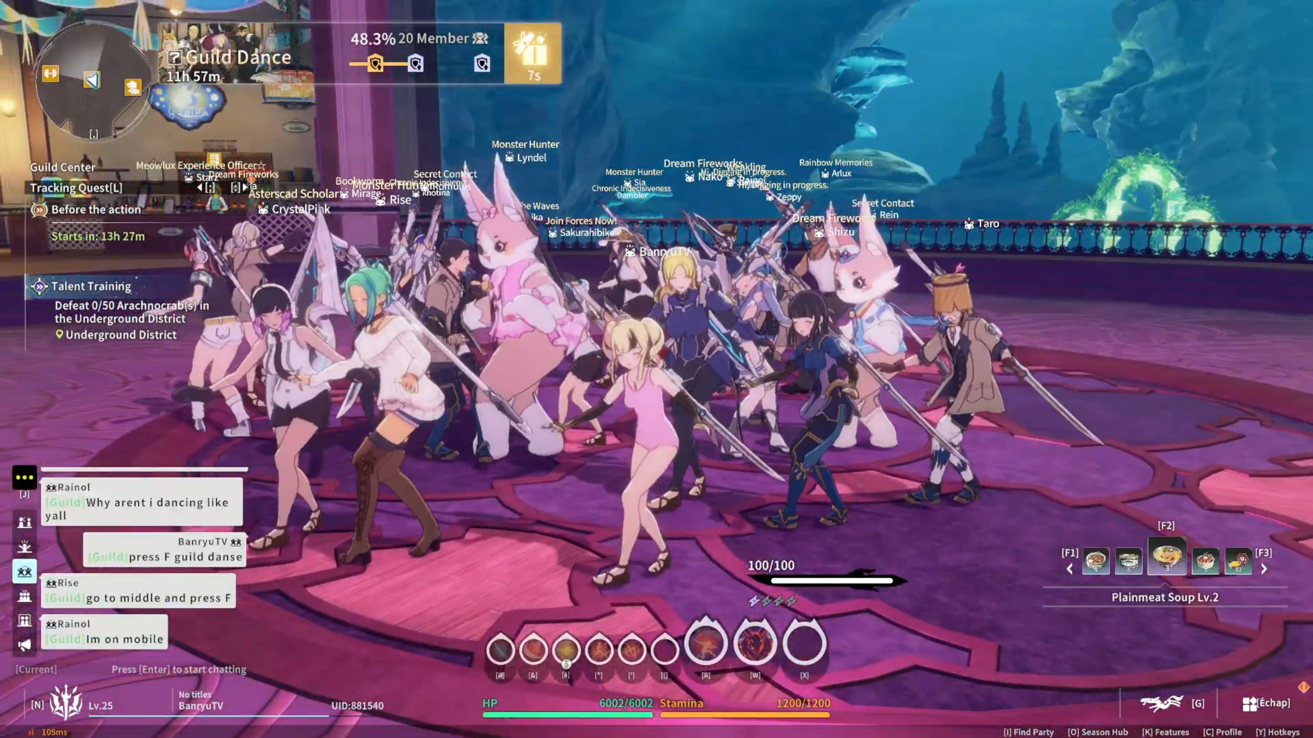 Blue Protocol Star Resonance guild members performing dance