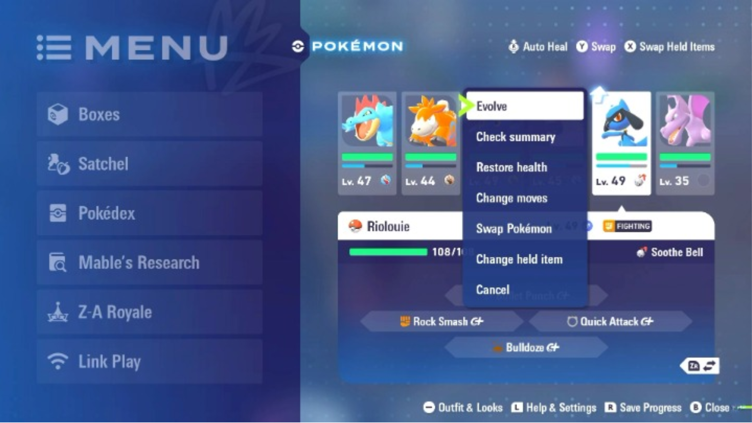 Evolving Riolu Into Lucario in Pokémon Legends Z-A