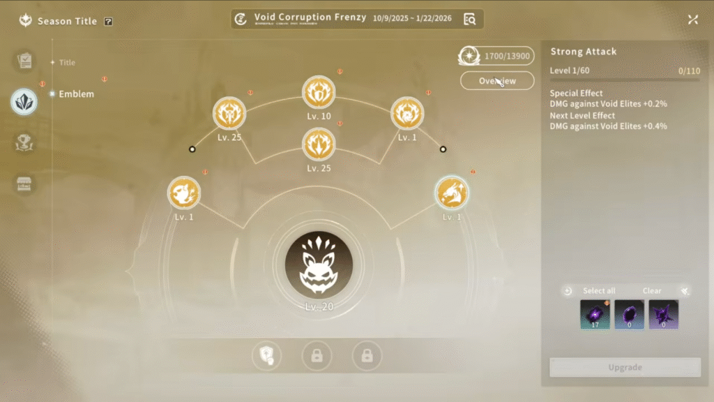 Using Void to upgrade emblem in Blue Protocol: Star Resonance